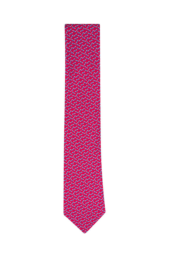 Ferragamo Red Dragonfly Print Silk Necktie - view 1