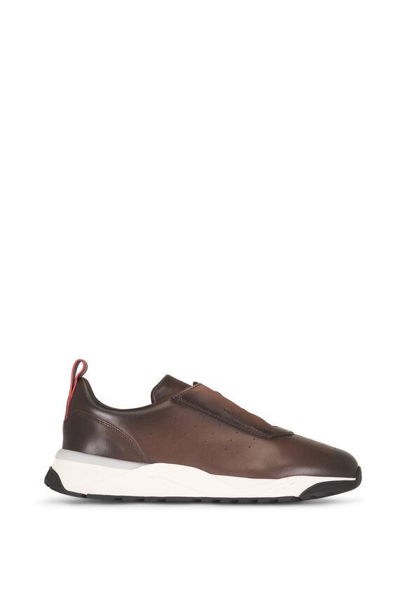 Santoni Dark Brown Leather Sneaker - view 2