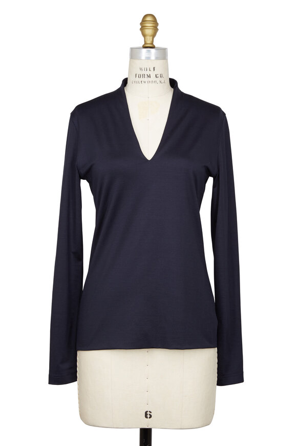 Akris - Navy Blue Silk Top