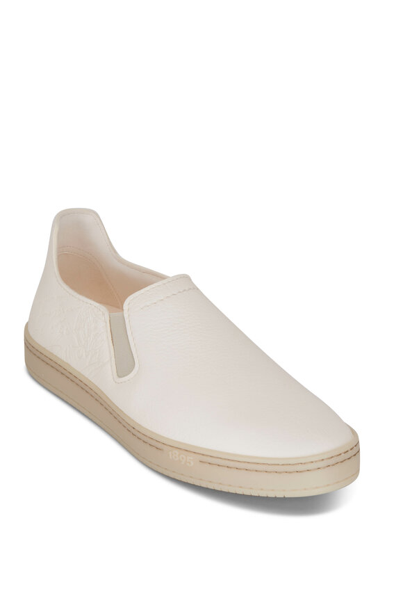 Berluti Scritto White Leather Slip On Sneaker