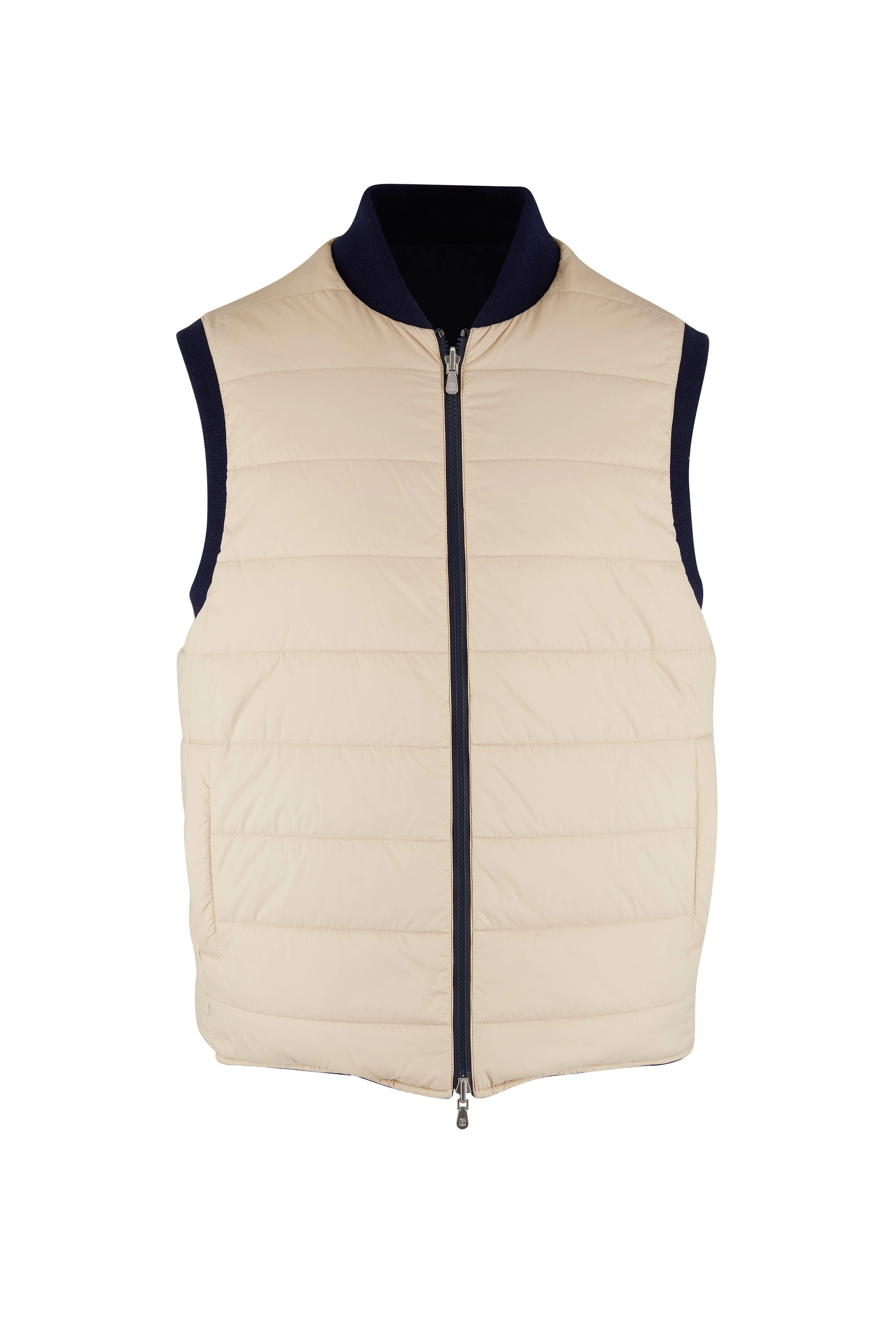 Brunello Cucinelli - Blue Mixed Media Reversible Vest