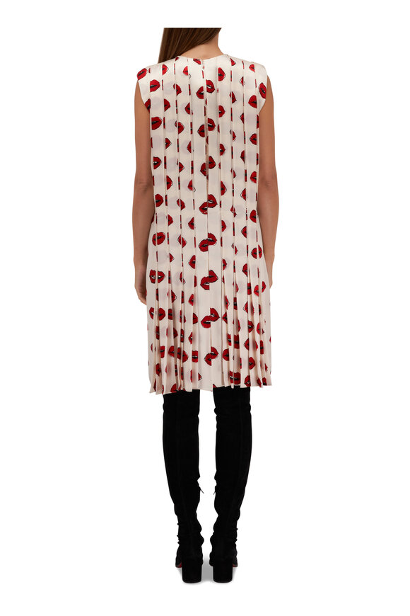 Khaite - Blaz Cream & Red Lip Print Dress | Mitchell Stores