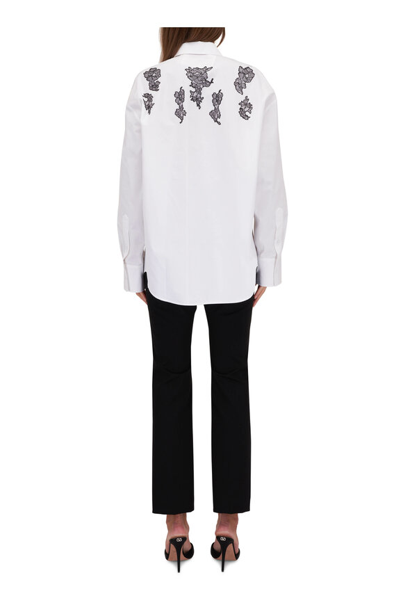 Valentino - White & Black Lace Cotton Poplin Blouse 