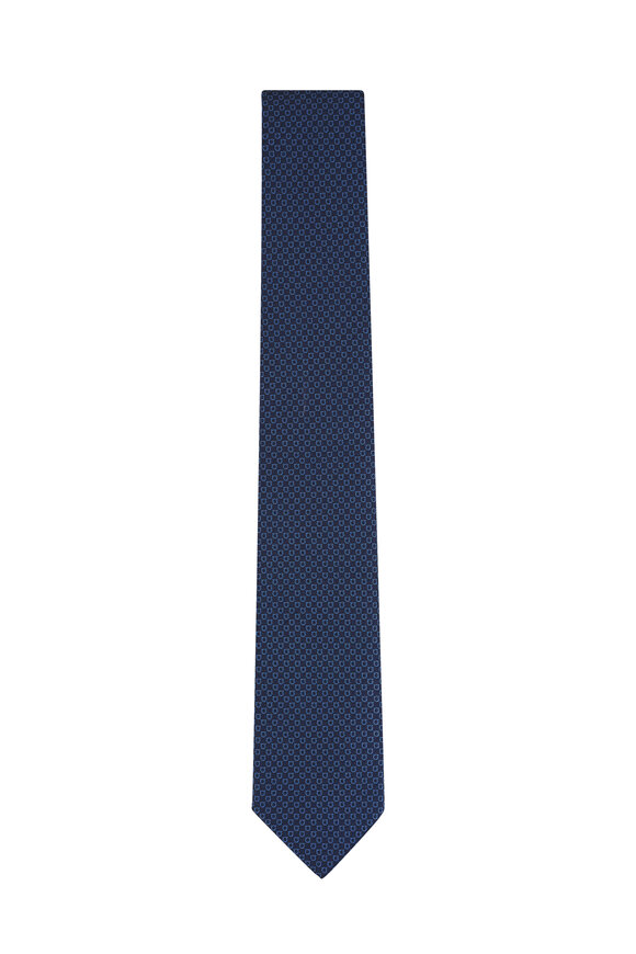 Ferragamo Dark Blue Gancini Jacquard Necktie - view 1