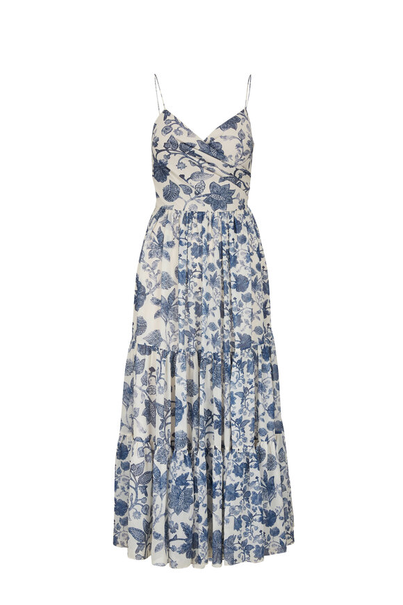 Sachin + Babi - Dalia Indigo & Ivory Watercolor Tapestry Dress 