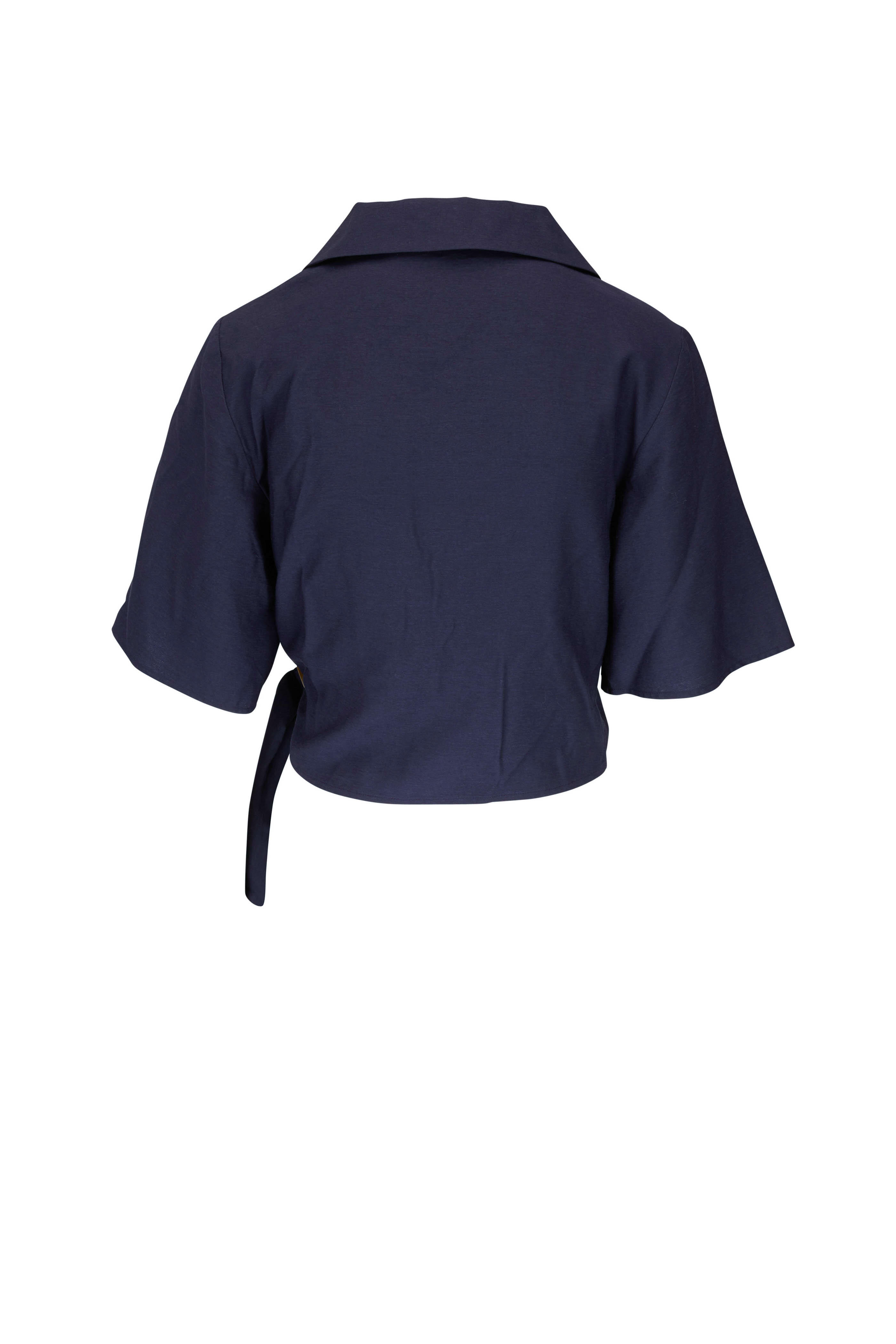 Vince - Marina Side Buckle Drape Short Sleeve Shirt