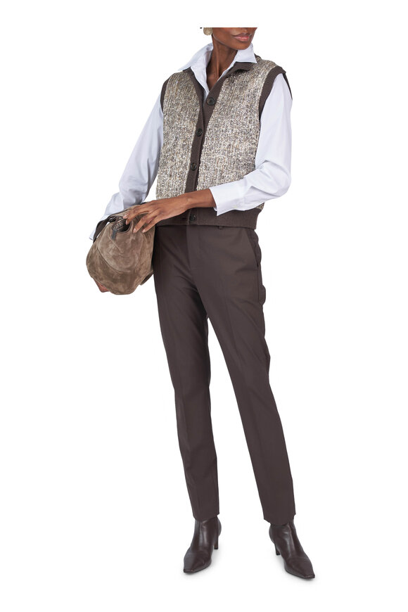 Brunello Cucinelli Black Tropical Luxury Straight Leg Pant - view 2