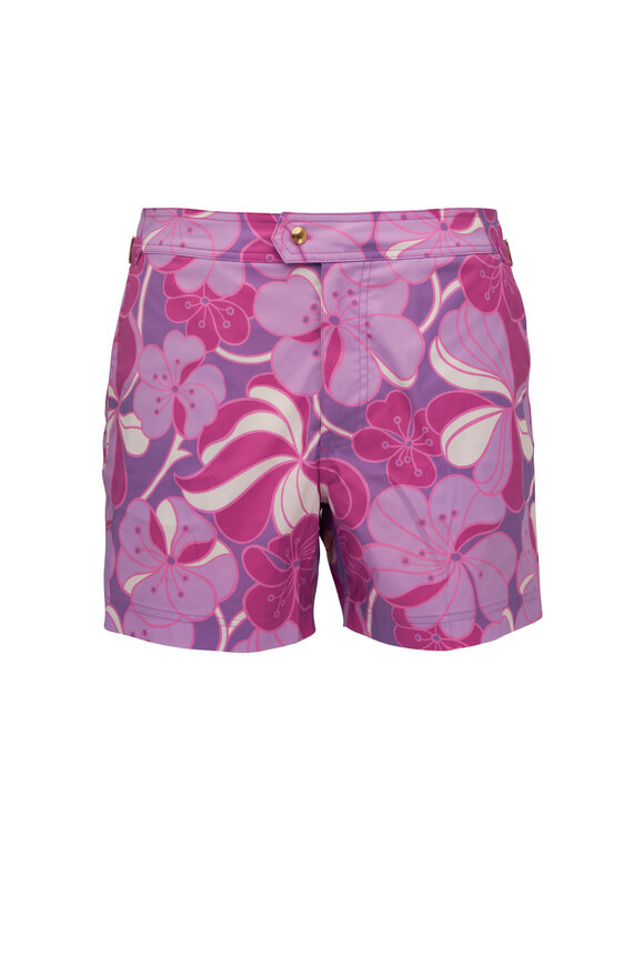 Tom Ford - Purple Floral Print Swim Trunks