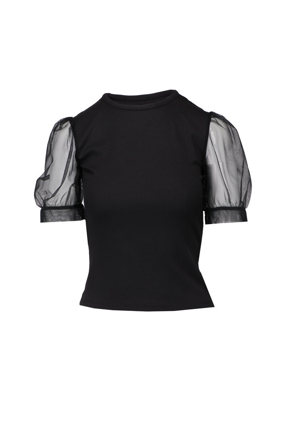 Frame The Black Tulle Sleeve Top - view 1