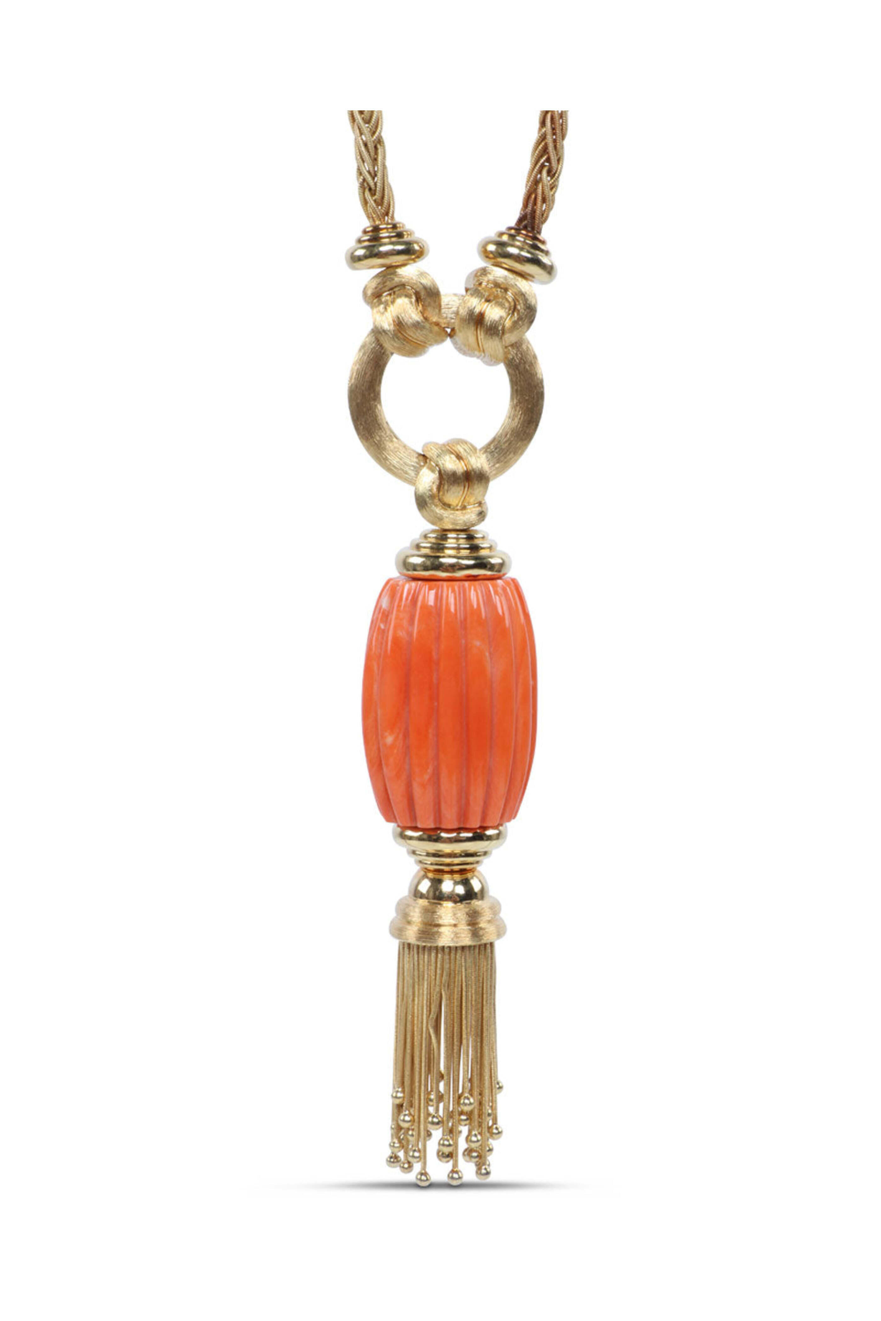 John T. Haynes - Coral Tassel Necklace