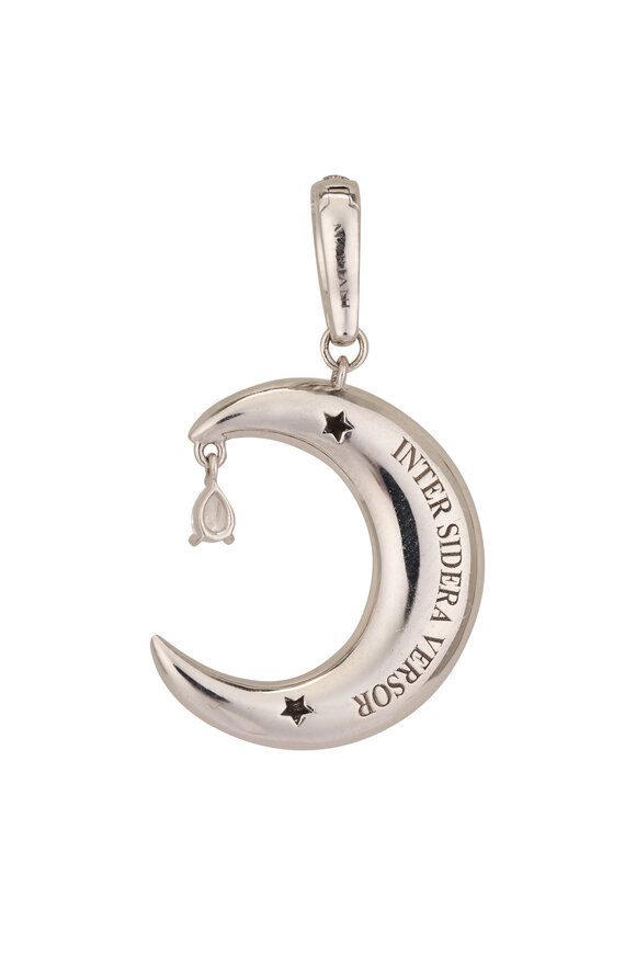 Mariani 18k White Gold Moon Diamond Pendant - view 2