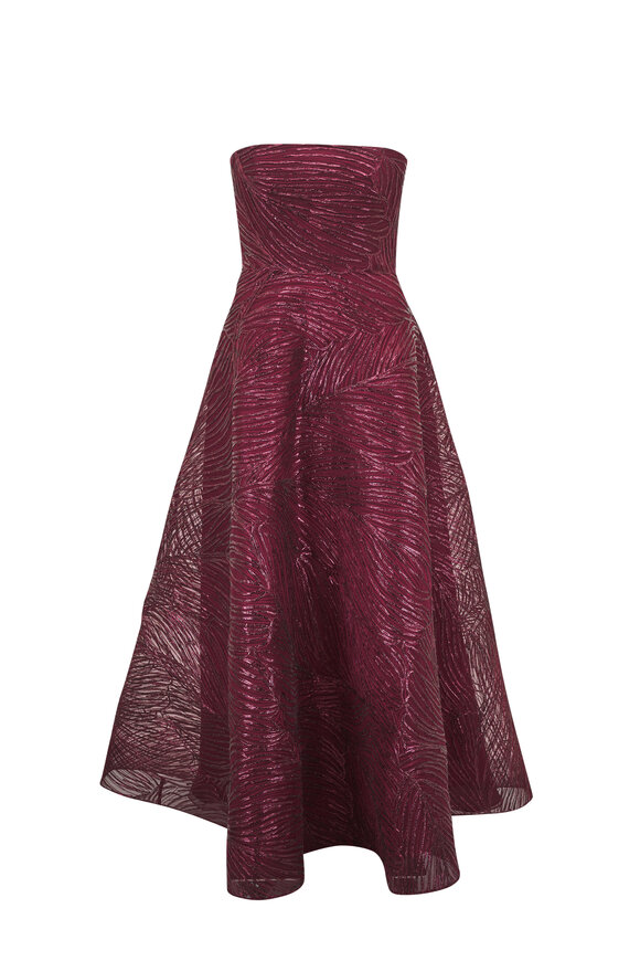 Naeem Khan Bordeaux Strapless Gown