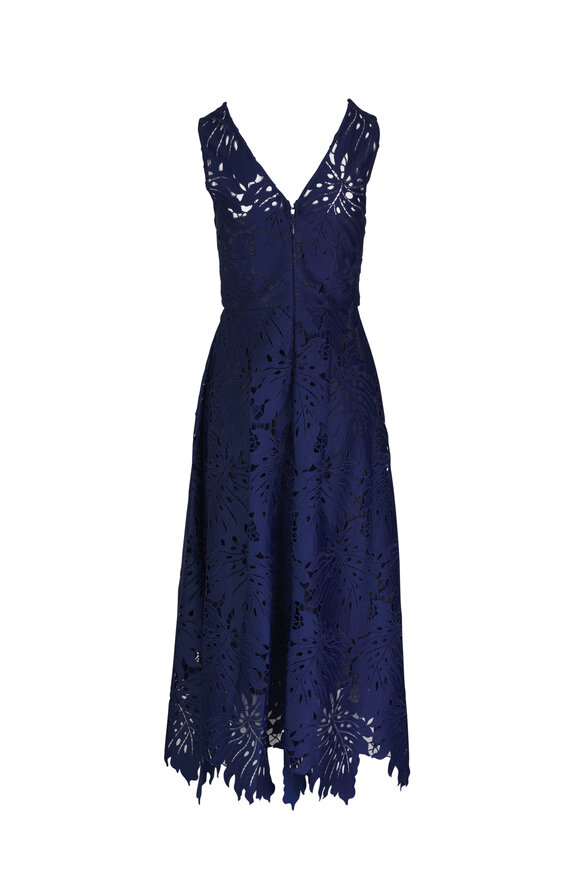 Sachin + Babi - Miuccia Navy Palm Leaf Lace Dress 