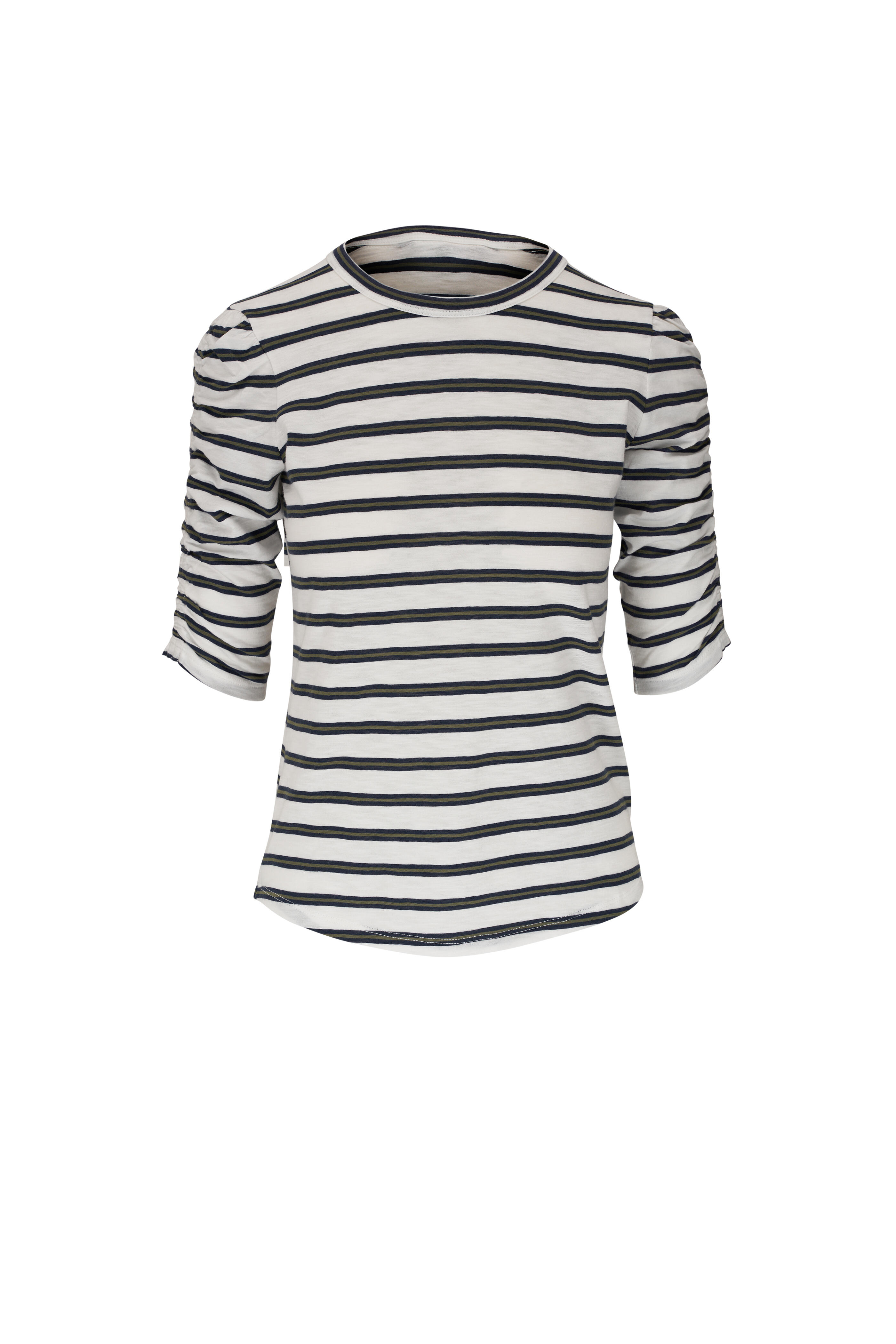 Veronica Beard - Waldorf White Multi Ruched Tee | Mitchell Stores