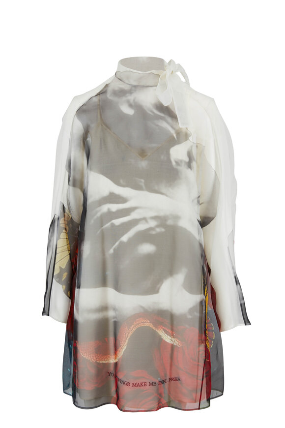 Valentino - Lovers Print Organza Overlay Runaway Dress