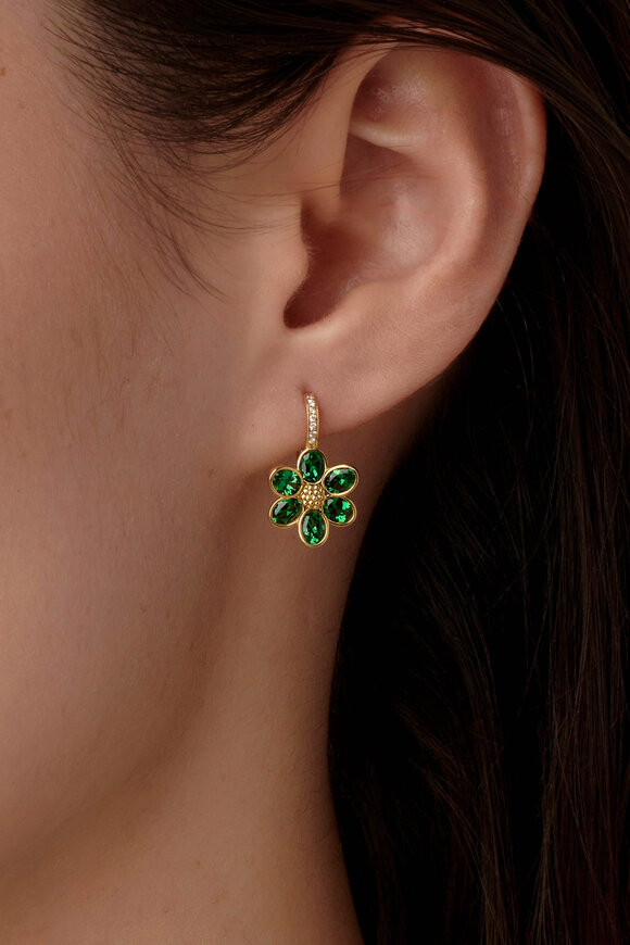 Temple St. Clair 18k Gold Tsavorite Fiori Earrings - view 3