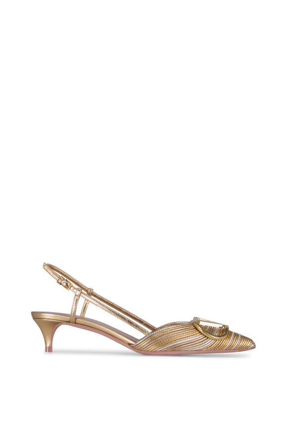 Valentino Garavani VLogo Light Gold Slingback, 40mm - view 3