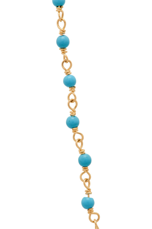 Kai Linz - Yellow Gold Turquoise Bead Chain Necklace