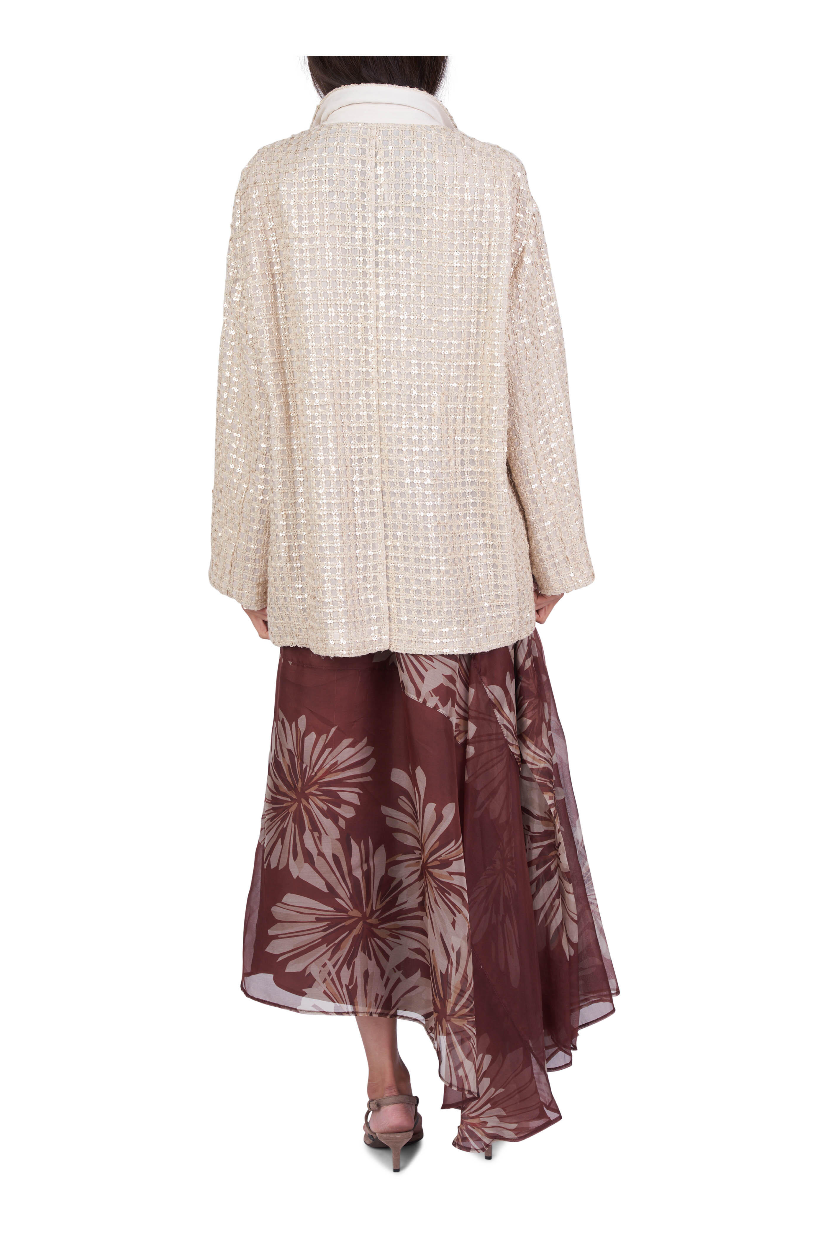 Brunello Cucinelli - Abstract Dhalia Bloom Print Asymmetrical Skirt