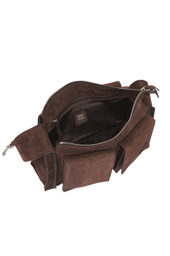 Miu Miu Utilitaire Dark Brown Suede Shoulder Bag - view 5