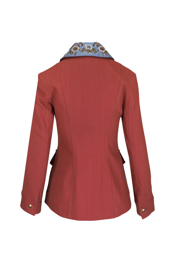 Veronica Beard Laramie Rust Beaded Collar Tailored Dickey Jacket - view 5