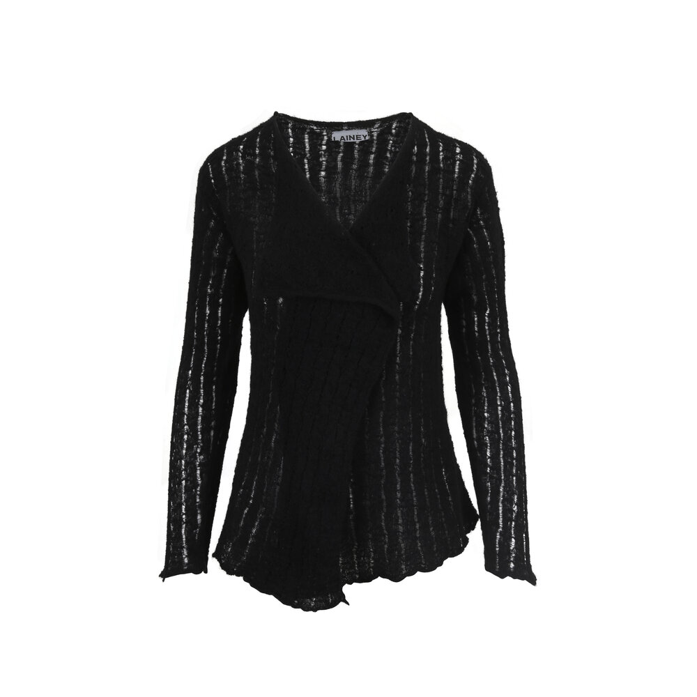 Lainey Keogh - Black Waterfall Front Ribbed Cardigan