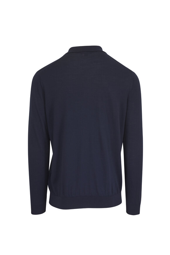 Peter Millar Crown Crafted Navy Wool Knit Polo - view 2