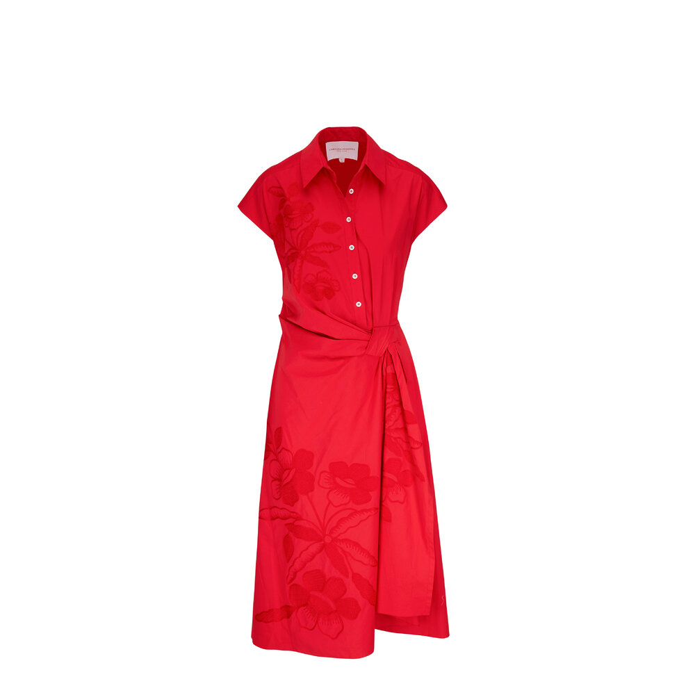 Carolina Herrera - Poppy Embroidered Side Knot Midi Dress