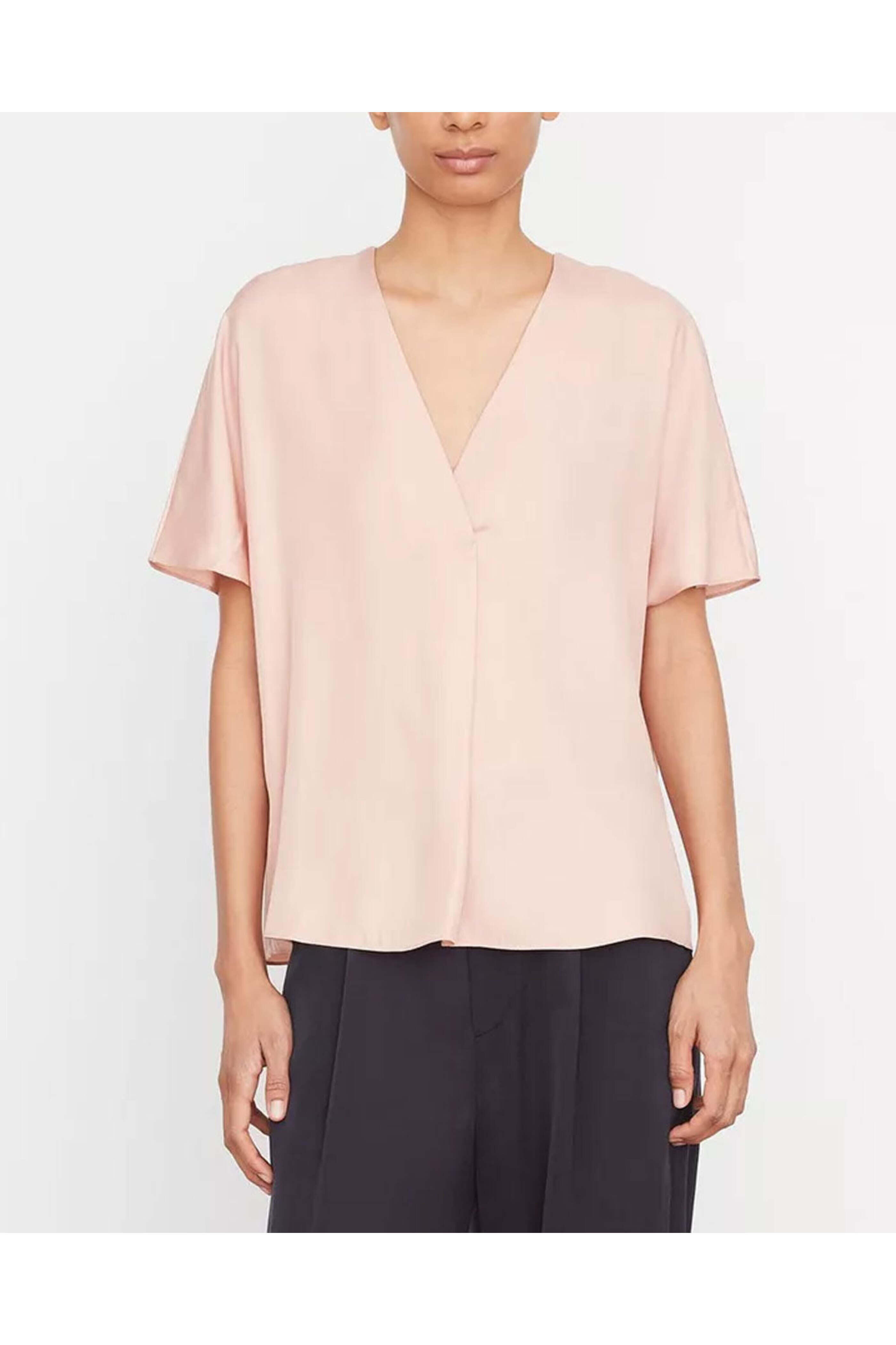 Vince - Vince Tuberose Silk-Blend V-Neck Blouse
