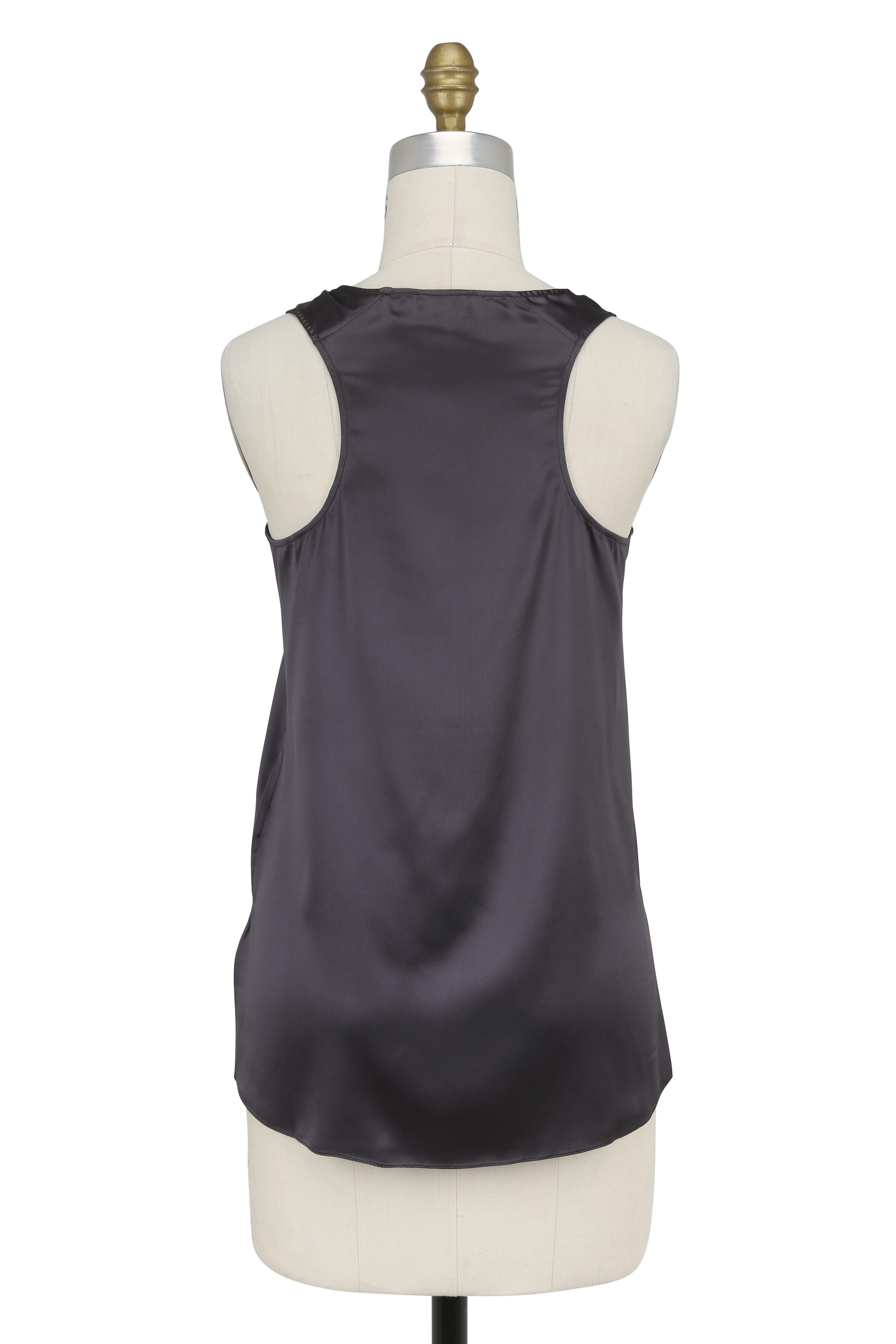 Brunello Cucinelli - Charcoal Gray Stretch Satin Silk