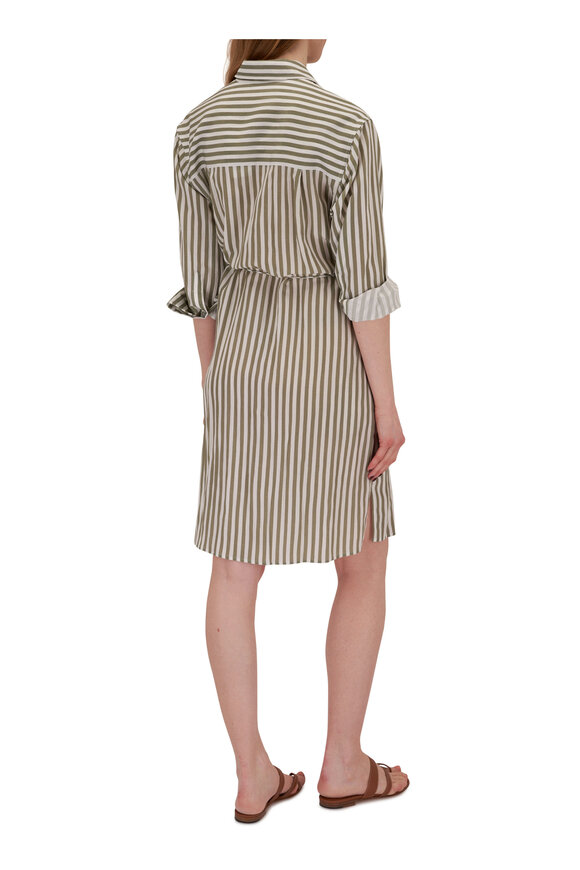 Vince - Sea Fern & Optic White Coastal Stripe Shirtdress