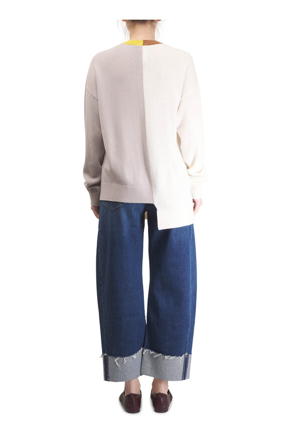 Loewe Asymmetric Mustard & Bronze Colorblock Sweater - view 3
