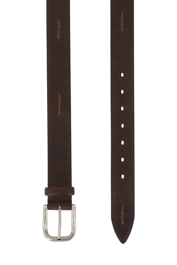 Veneta Cinture Brown Leather Embroidered Belt - view 2