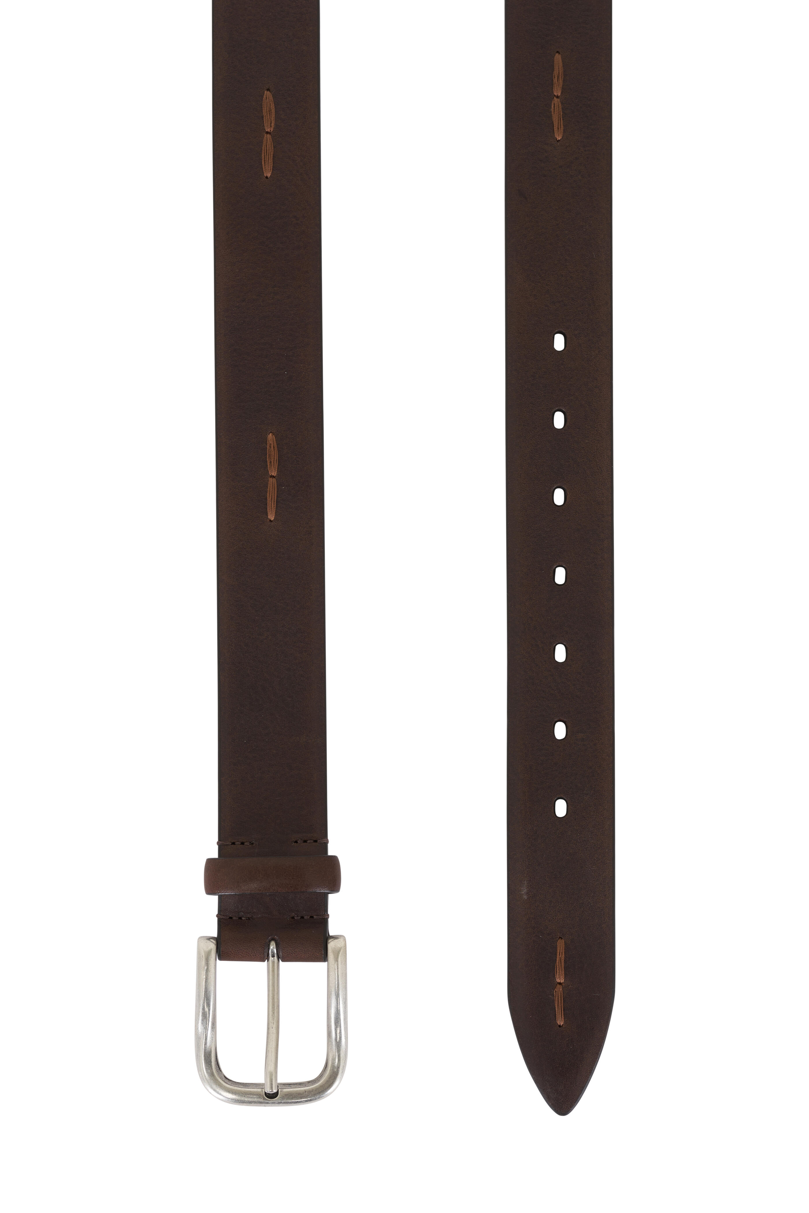 Veneta Cinture - Brown Leather Embroidered Belt