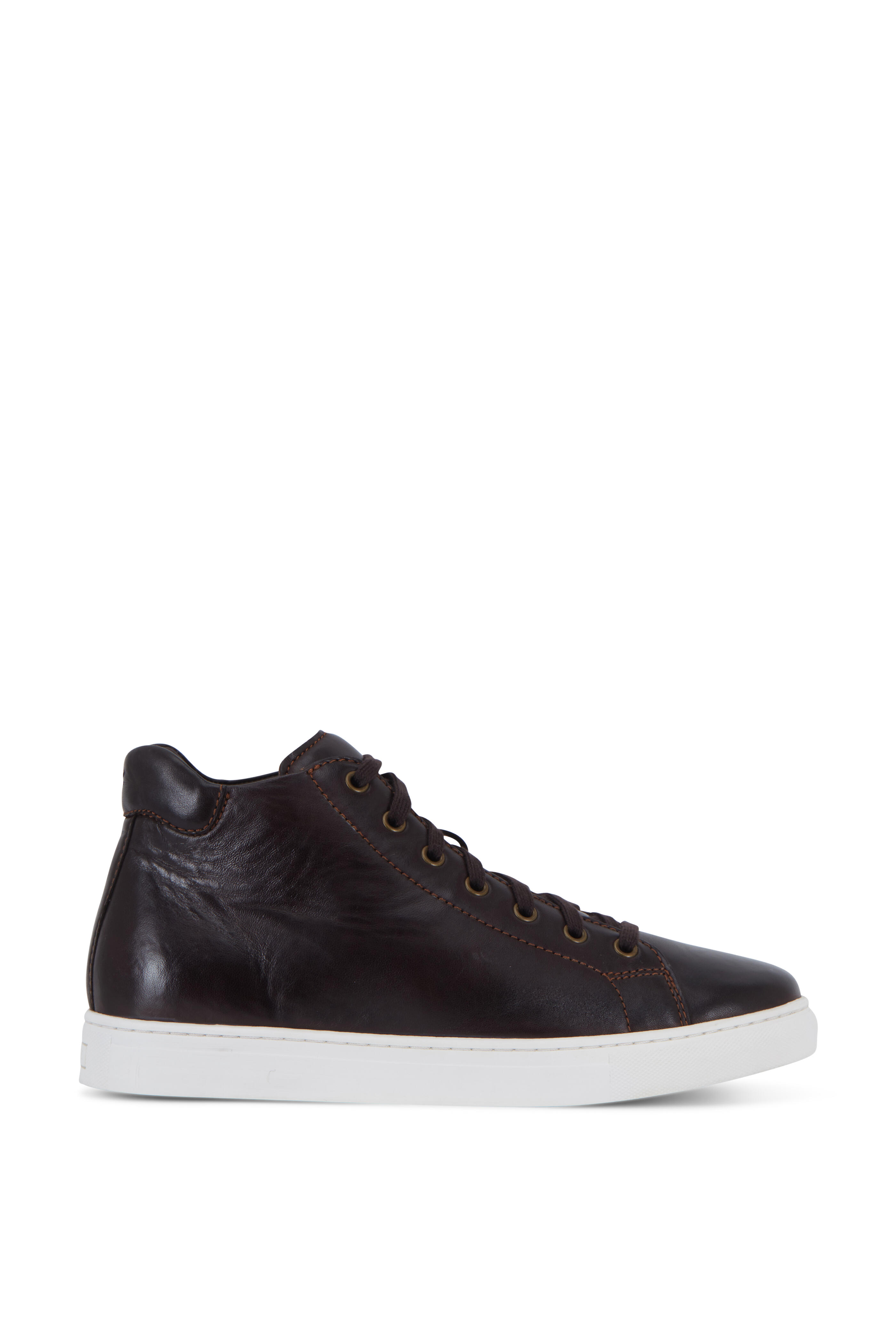 Trask Ashland Dark Brown Leather High Top Sneaker