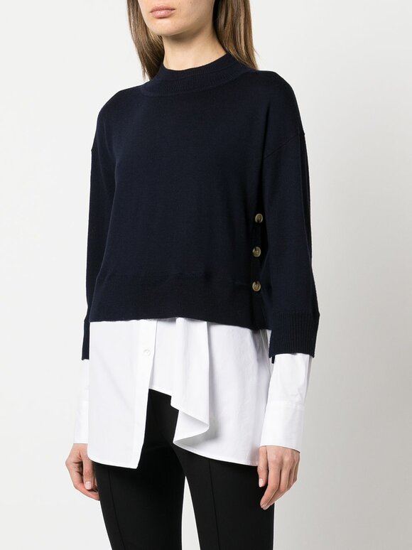 Veronica Beard - Beri Navy Mixed Media Pullover