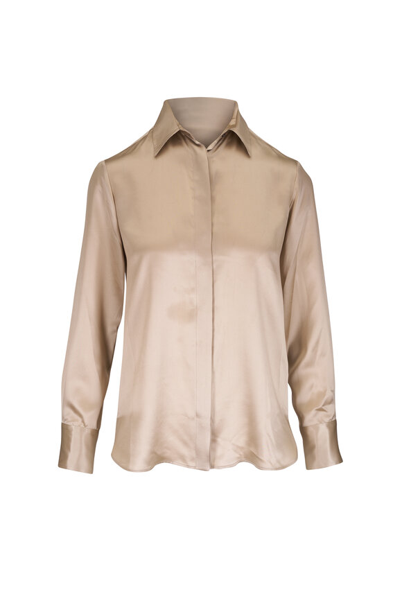 Kiton Gold Silk Button Up Shirt