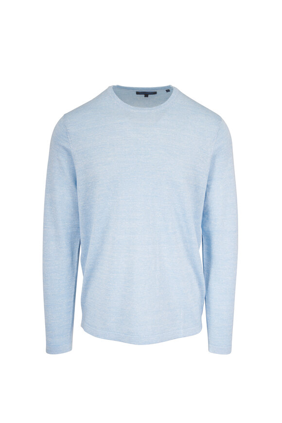 Patrick Assaraf Sky Blue Wool & Linen Crewneck Sweater - view 1