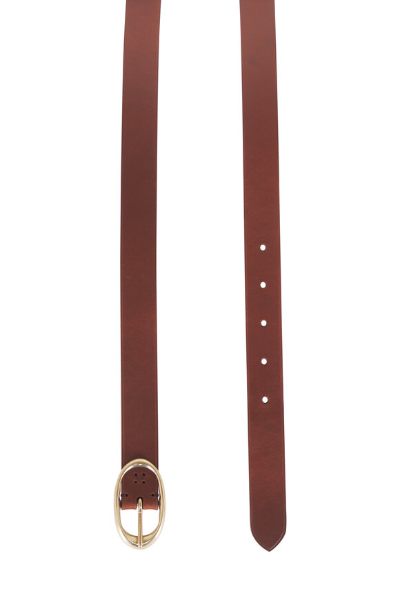 TWP Medium Brown Narrow Leather Belt, 25mm - view 2