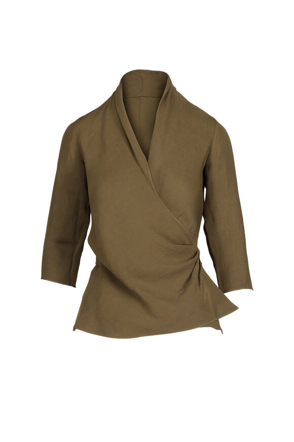 Peter Cohen Wrap Tent Green Linen Shirt