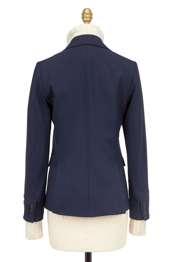 Veronica Beard - Navy Blue Wool Blazer With Upstate Knit Dickey