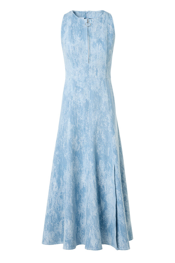 Akris Punto Sky Blue Washed Denim Jacquard Midi Dress - view 1
