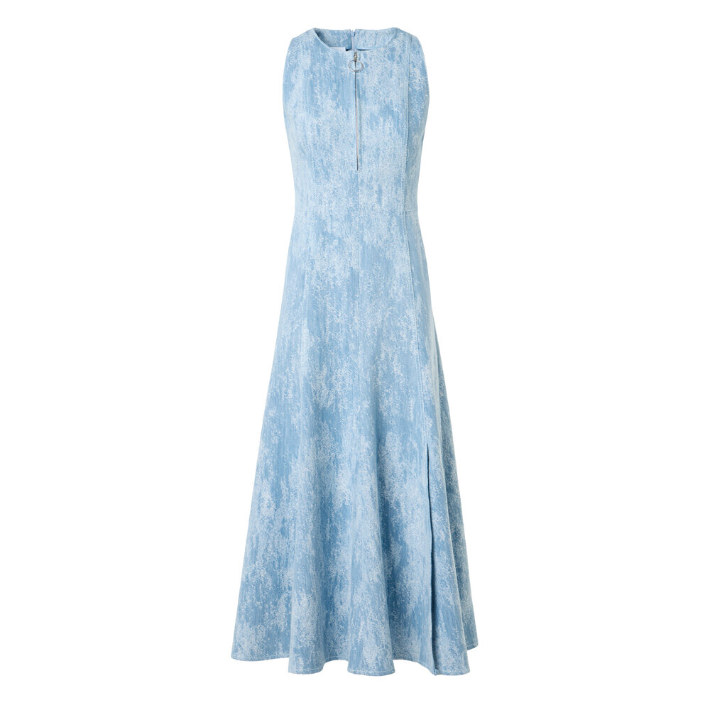 Akris Punto - Sky Blue Washed Denim Jacquard Midi Dress