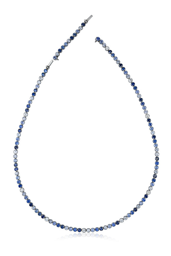 Nam Cho 18k Multi-Shade Blue Sapphire & Diamond Necklace - view 2