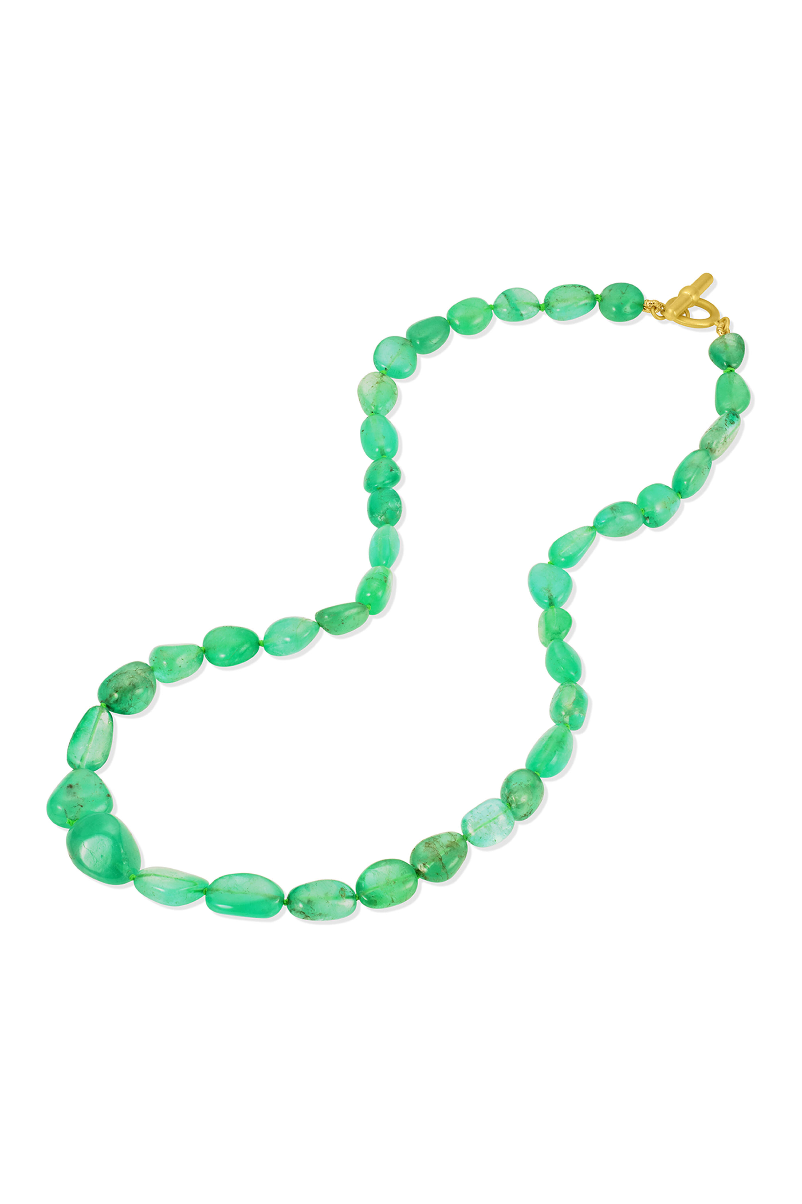 Leigh Maxwell - 18k Yellow Gold Emerald Beaded Necklace - view 2