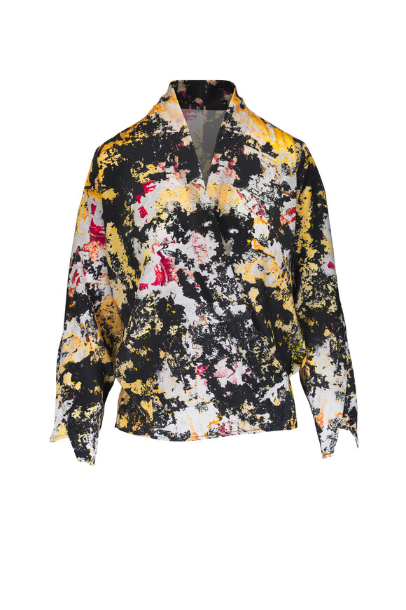 Zero + Maria Cornejo Jazmin Multicolor Stretch Silk Shirt 