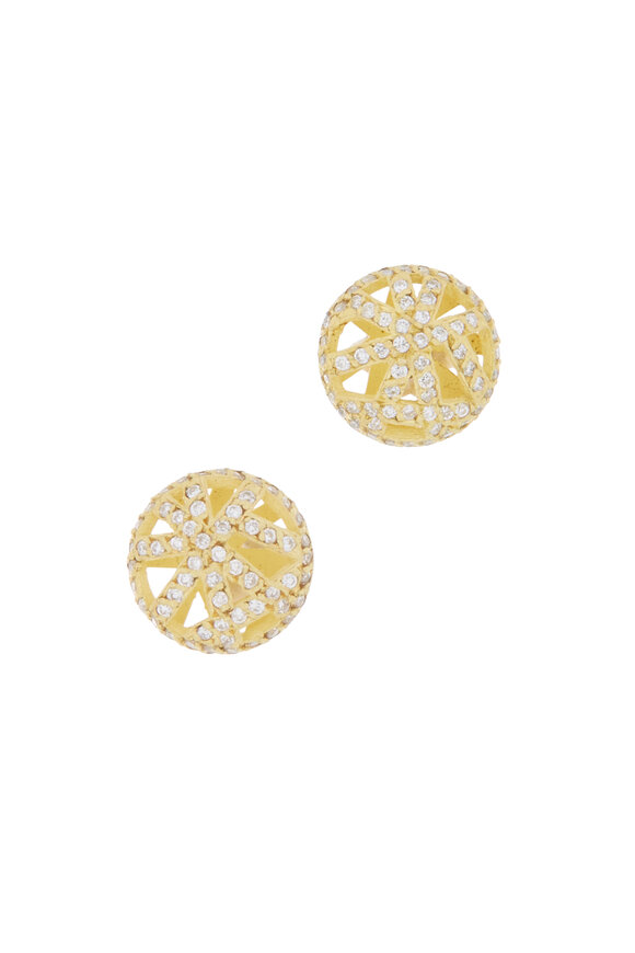 Yossi Harari - 18K Yellow Gold Lace Pavé Diamond Studs