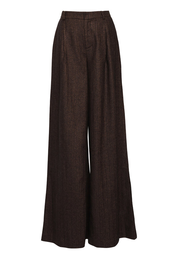 L'Agence Allanah Brown & Bronze Pinstripe Pant