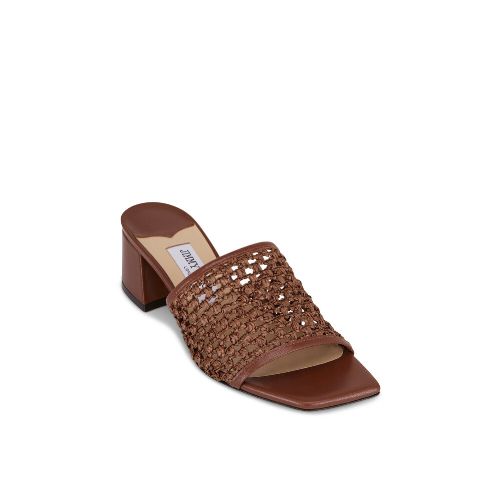SALE!!Jimmy Choo★THEMIS Jimmy Choo - Themis Black Woven Raffia Sandal, 45mm