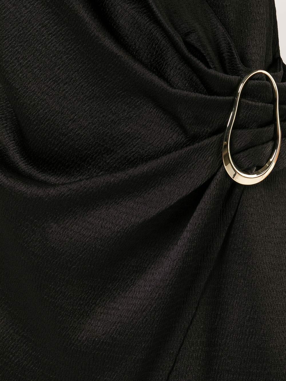 Cushnie - Black Hammered Silk Buckled Mini Dress